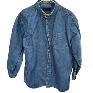 The Fox Bay Company Denim Long Sleeve‎ Button Up Shirt Blue Size Men's Large